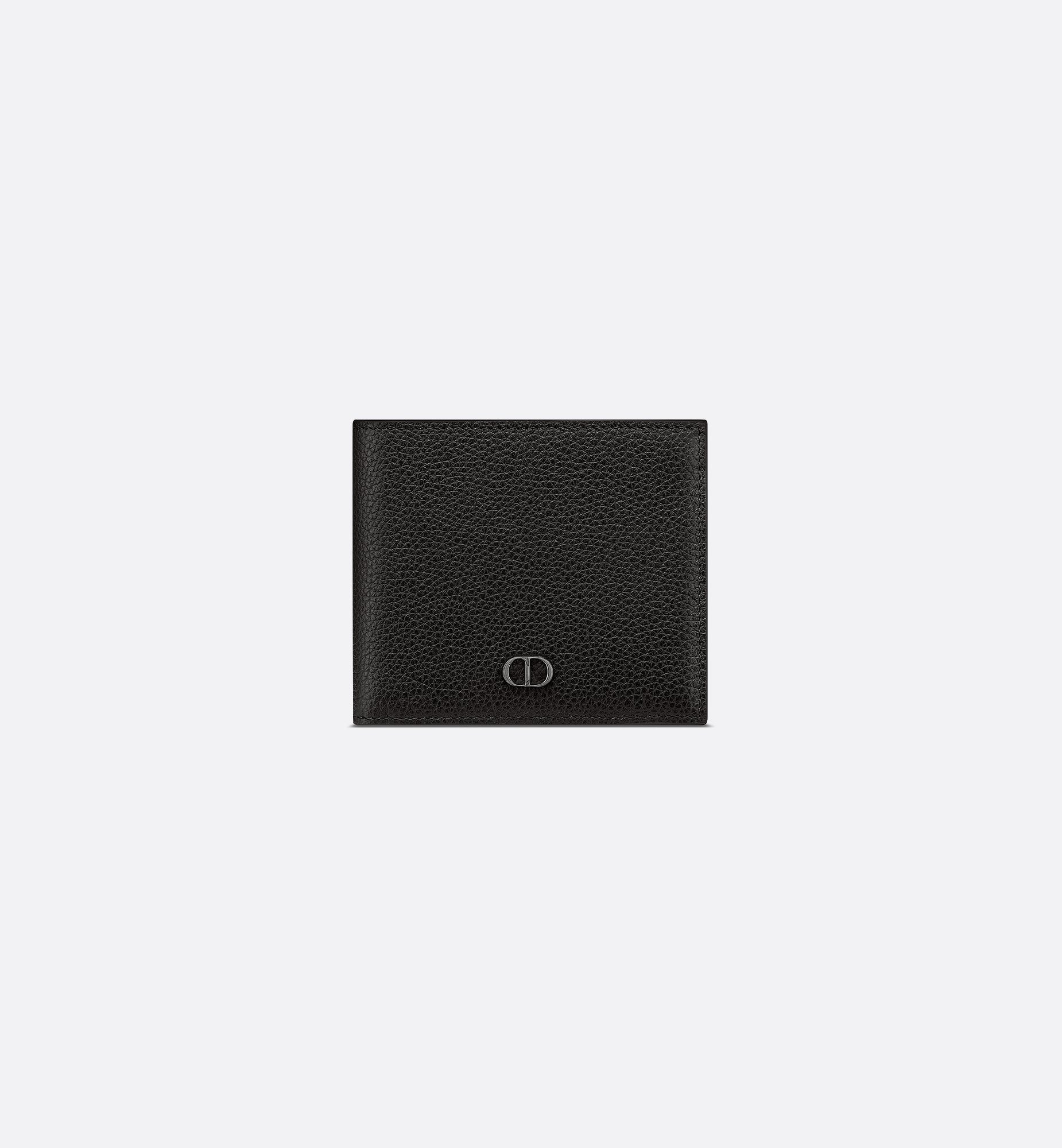 Dior CD Icon Bifold Black Grained Wallet