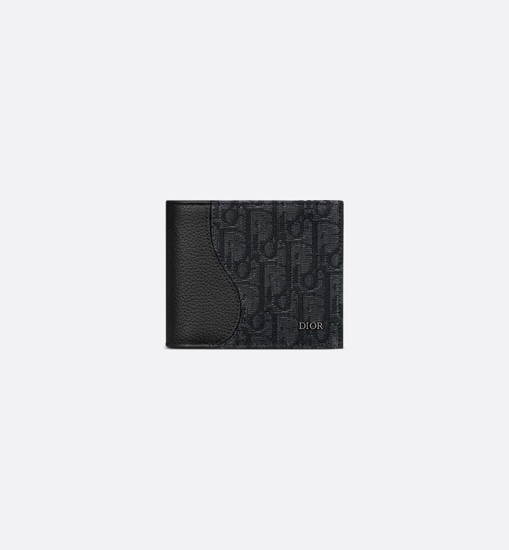 Dior Saddle Bifold Black Grained Wallet