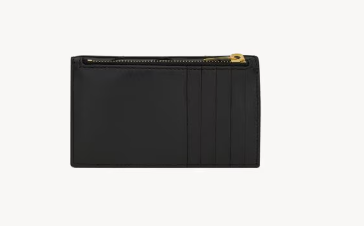 YSL CASSANDRE Matelasse Fragments Flap Card Case in Lambskin Black