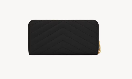 YSL ASSANDRE Matelasse Zip Around Wallet Black