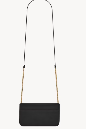 YSL CASSANDRE Phone Holder in Smooth Leather Black