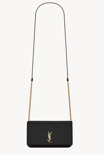 YSL CASSANDRE Phone Holder in Smooth Leather Black