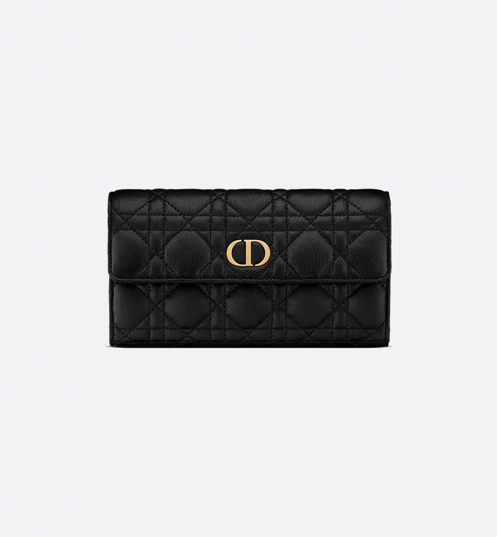 Dior Caro Orchid Long Wallet Black