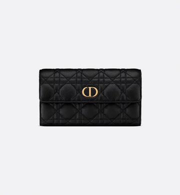Dior Caro Orchid Long Wallet Black