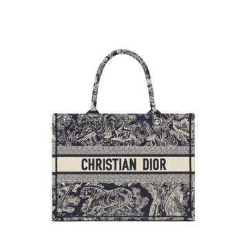 Dior Blue and Ecru Toile de Jouy Reverse Embroidery Medium Tote Bag