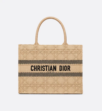 Dior Natural Cannage Raffia Medium Tote Bag