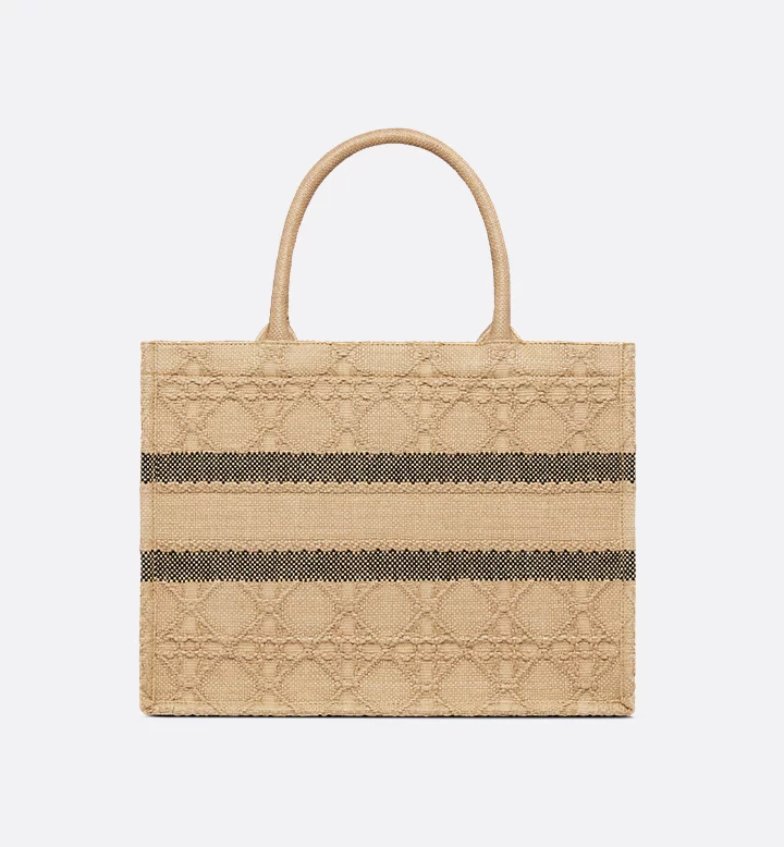 Dior Natural Cannage Raffia Medium Tote Bag