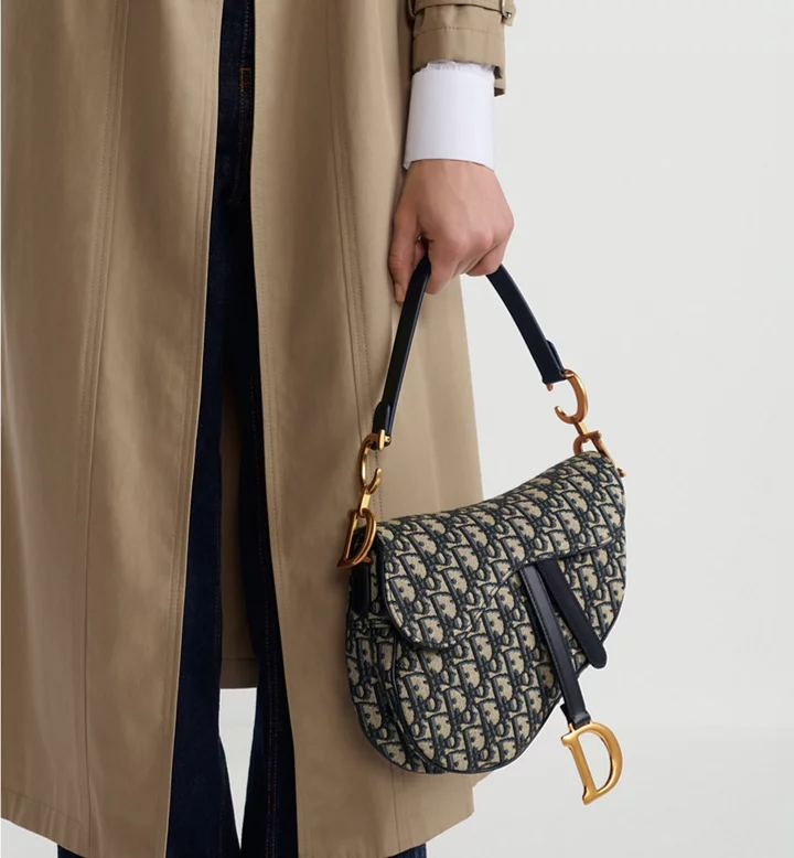 Dior Saddle Bag with Strap Blue Oblique Jacquard