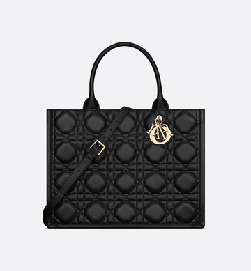Dior Black Macrocannage Calfskin Medium Tote Bag