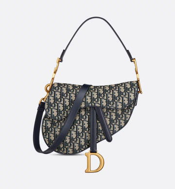 Dior Saddle Bag with Strap Blue Oblique Jacquard