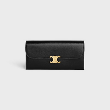 Celine Large Wallet Triomphe Black Shiny Calfskin